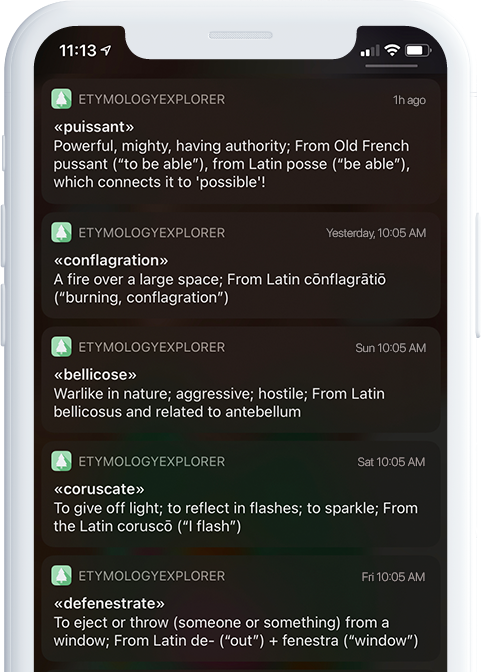 Word of the day notifications screenshot