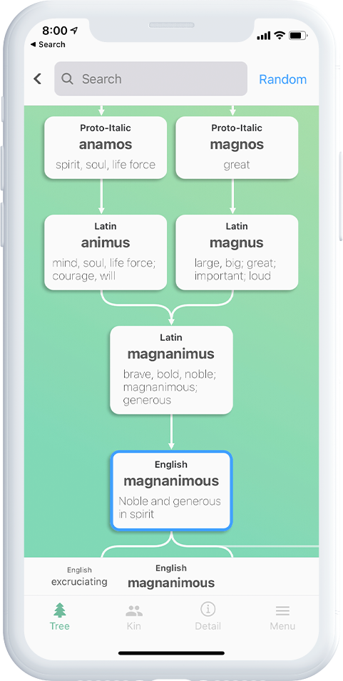EtymologyExplorer app screenshot